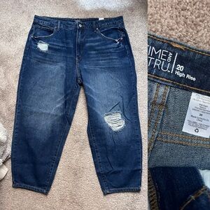 Time and Tru Dark Blue Relaxed Distressed Jeans - Men's